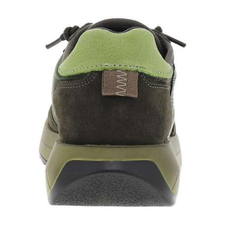 Baskets running en cuir kaki à talon compensé bas et à lacets élastiqués ronds - Image 6