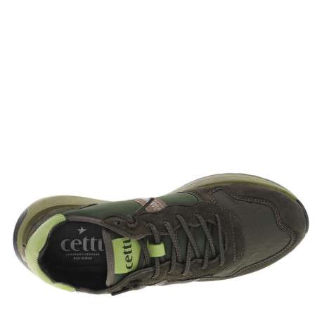 Baskets running en cuir kaki à talon compensé bas et à lacets élastiqués ronds - Image 4