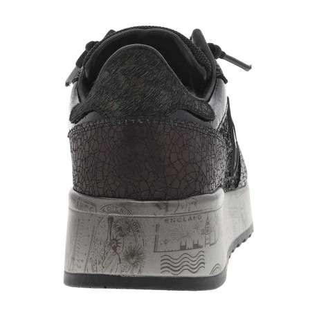 Baskets running en cuir noires à talon compensé bas avec multitextures - Image 6