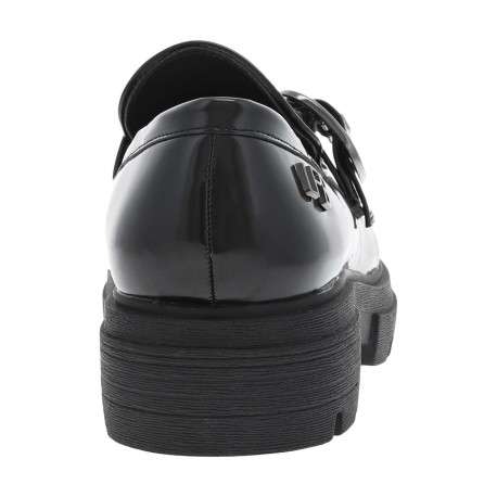 Mocassins noirs à talon décroché bas avec une boucle à ardillon - Image 6