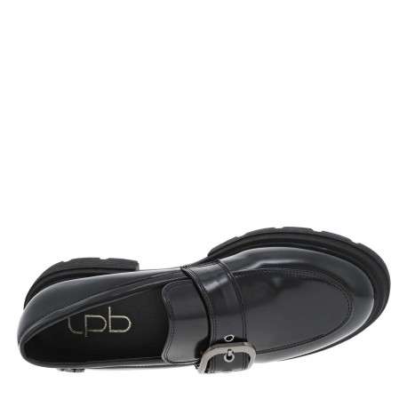 Mocassins noirs à talon décroché bas avec une boucle à ardillon - Image 4