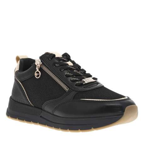 Baskets running noires pailletées à lacets avec semelle à talon plat - Image 9