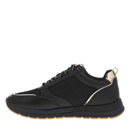 Baskets running noires pailletées à lacets avec semelle à talon plat - Image 8