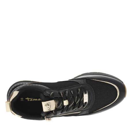 Baskets running noires pailletées à lacets avec semelle à talon plat - Image 10