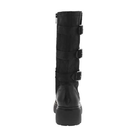Bottes en cuir noires à semelle à talon compensé bas et boucles décoratives - Image 10