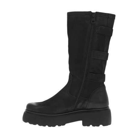 Bottes en cuir noires à semelle à talon compensé bas et boucles décoratives - Image 6