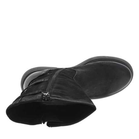 Bottes en cuir noires à semelle à talon compensé bas et boucles décoratives - Image 8