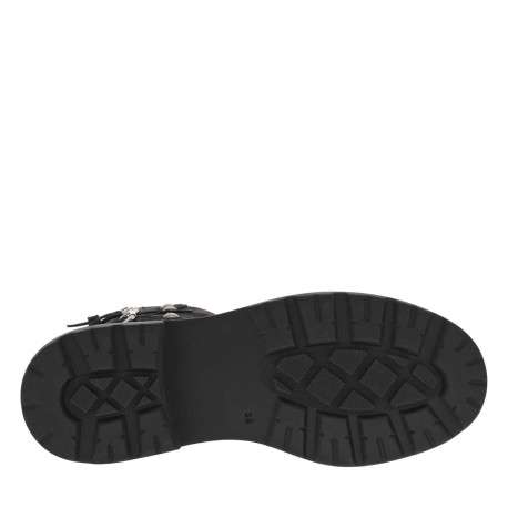 Bottes en cuir noires à semelle à talon compensé bas et boucles décoratives - Image 9