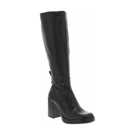 Bottes en cuir noires à semelle à talon décroché haut et fermeture zippée