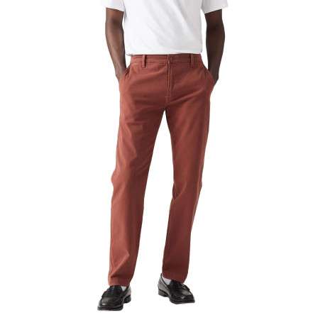 Pantalon Chino en coton brique uni regular fit et poches à l'italienne