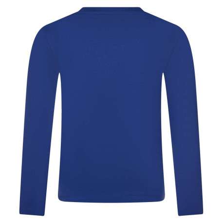 T-shirt en coton bleu uni avec un col rond et une poche à rabat - Image 2