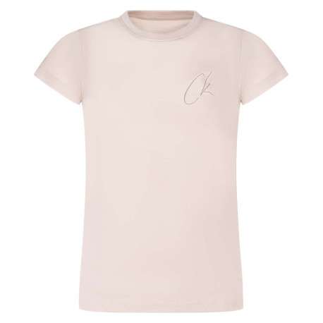 T-shirt en coton lilas uni avec nom de la marque sur la poitrine