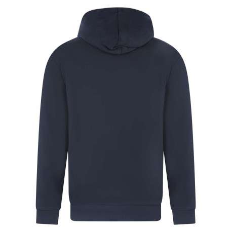 Sweat à capuche en coton mélangé marine uni avec nom de la marque - Image 2