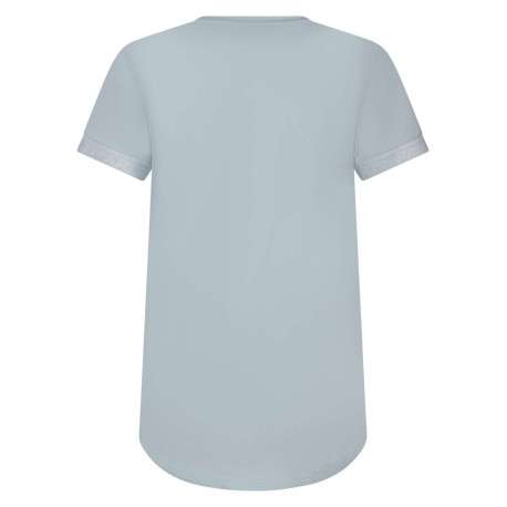 T-shirt en coton mélangé marine uni avec manches élastiquées et broderie - Image 2