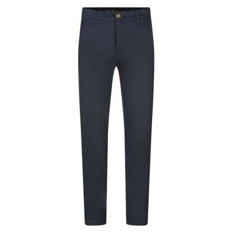Pantalon marine uni avec une coupe droite et des passants pour ceinture