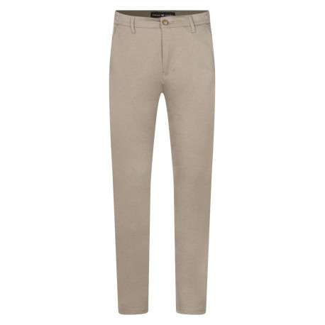 Pantalon beige uni avec une coupe droite et des passants pour ceinture