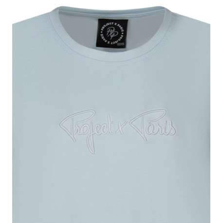 T-shirt en coton mélangé marine uni avec manches élastiquées et broderie - Image 3