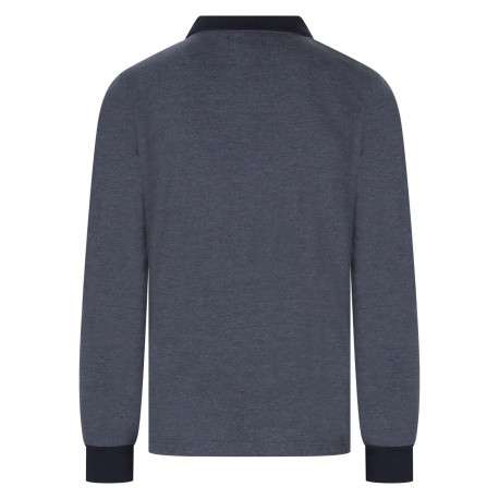 Polo indigo maille piquée avec un col zippé et à manches longues - Image 2