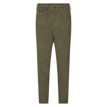 Pantalon Lara Veluto en coton kaki uni, coupe boyfriend en velours côtelé - Image 3