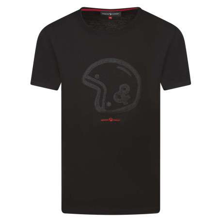T-shirt en coton noir avec un col rond et logo de la marque en relief noir