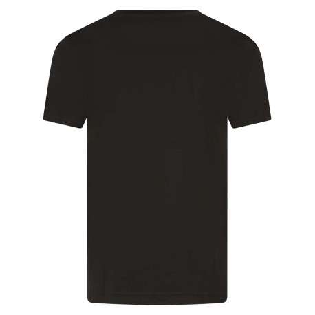 T-shirt en coton noir avec un col rond et logo de la marque en relief noir - Image 2