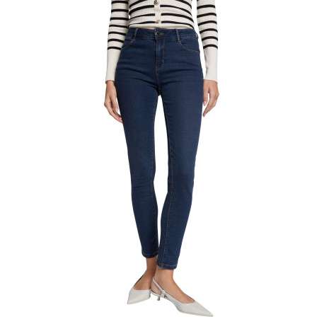 Jean en coton mélangé brut uni avec une coupe slim et 4 poches - Image 2