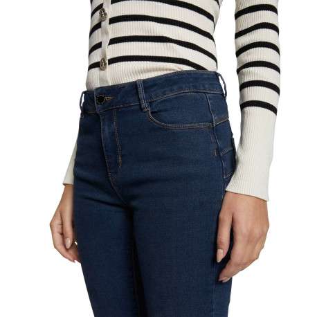 Jean en coton mélangé brut uni avec une coupe slim et 4 poches - Image 4