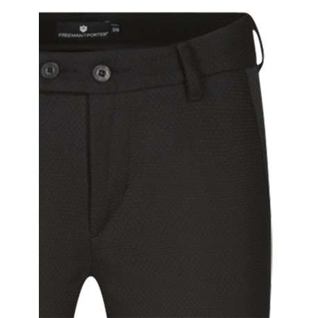 Pantalon Tessa Socially noir uni avec une coupe slim et tissu en nid d'abeille - Image 3