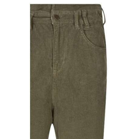 Pantalon Lara Veluto en coton kaki uni, coupe boyfriend en velours côtelé - Image 5
