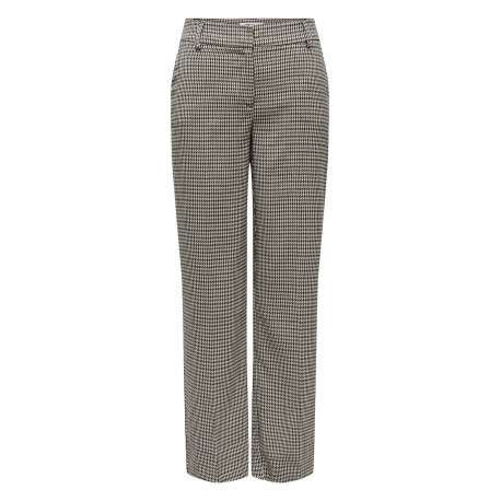 Chino anthracite pied de poule à coupe droite et poches passepoilées
