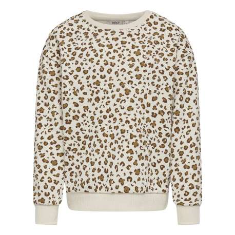 Sweat en coton mélangé léopard à coupe droite et avec un col rond