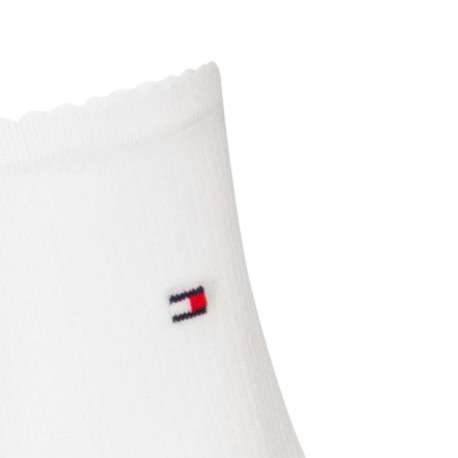 Chaussettes hautes blanches unies et dentelées à coupe mi-haute - Image 3