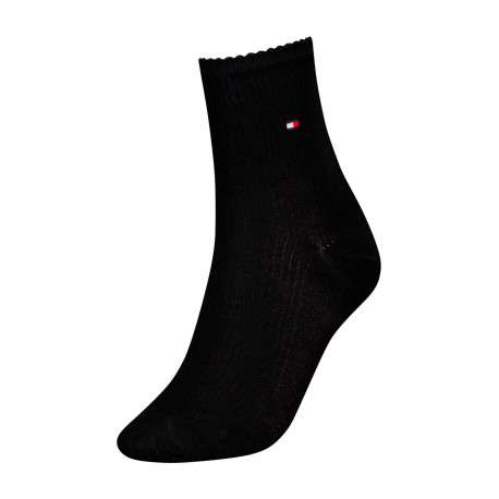 Chaussettes hautes noires unies mi-hautes avec logo brodé sur la cheville