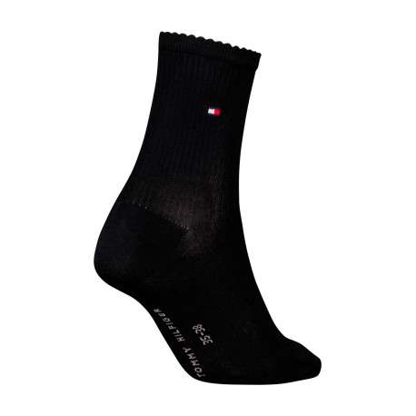 Chaussettes hautes noires unies mi-hautes avec logo brodé sur la cheville - Image 2