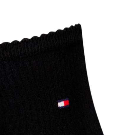 Chaussettes hautes noires unies mi-hautes avec logo brodé sur la cheville - Image 3