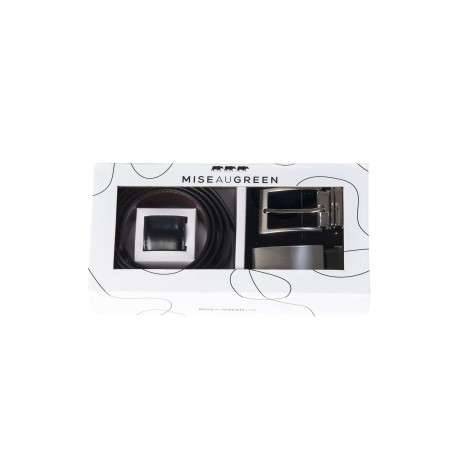 Ceinture en coton noire unie avec un passant rectangle argenté - Image 3