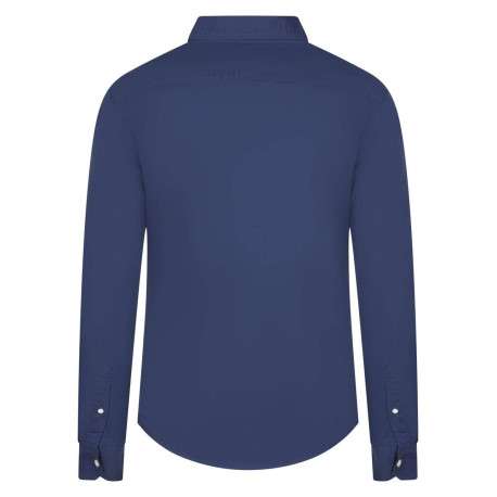 Chemise en coton marine unie avec une coupe droite et un col français - Image 2