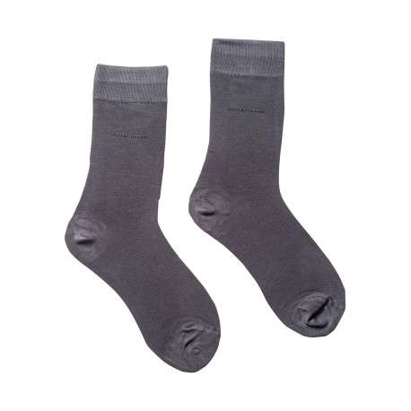 Chaussettes hautes grises unies avec nom de la marque en noir