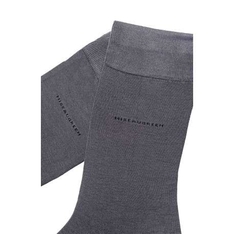 Chaussettes hautes grises unies avec nom de la marque en noir - Image 2