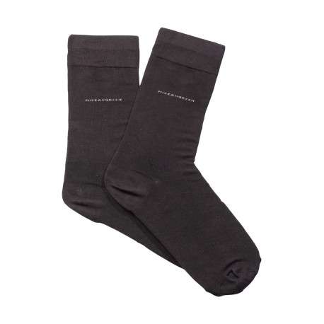 Chaussettes hautes marrons unies avec nom de la marque en beige