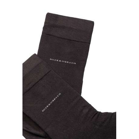 Chaussettes hautes marrons unies avec nom de la marque en beige - Image 2