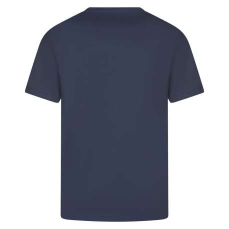 T-shirt en coton marine uni avec une coupe droite à col rond et logo - Image 2