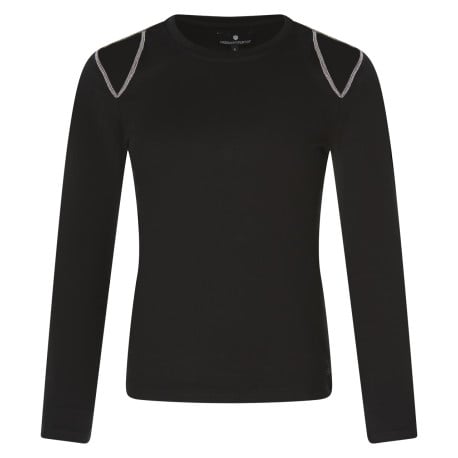 Top Tiphania en coton mélangé noir uni avec coupe ajustée et épaules ajourées