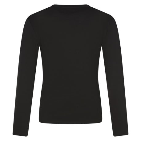 Top Tiphania en coton mélangé noir uni avec coupe ajustée et épaules ajourées - Image 2