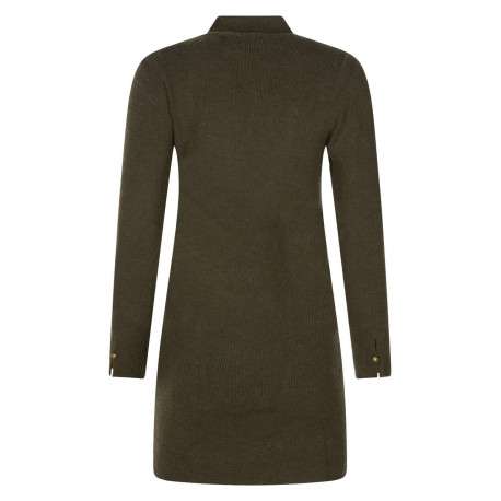 Robe courte kaki unie avec une coupe droite à col montant et des boutons - Image 2