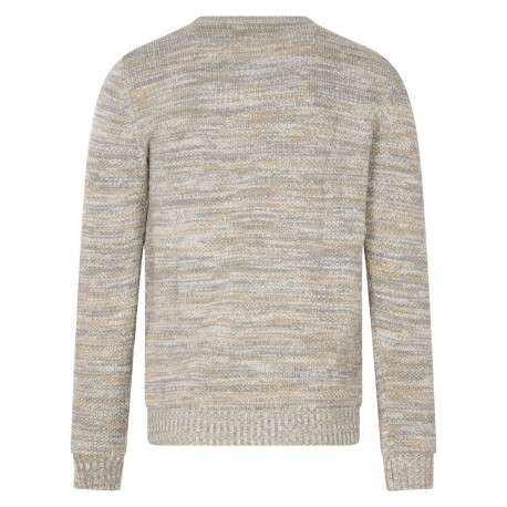 Pull beige chiné avec une coupe droite à col rond et à manches longues - Image 2