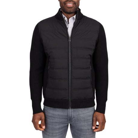 Gilet en coton biologique noir uni avec une coupe droite et fermeture zippée