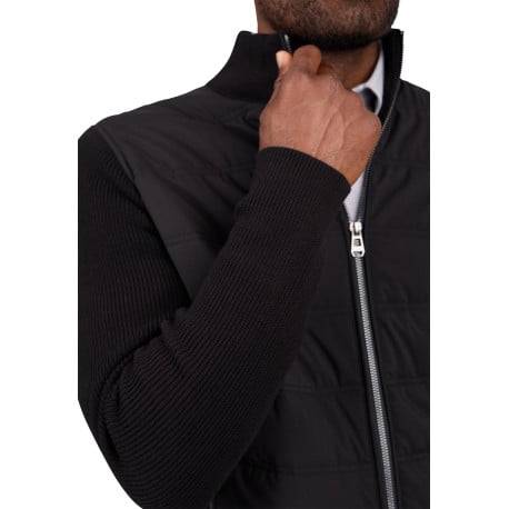 Gilet en coton biologique noir uni avec une coupe droite et fermeture zippée - Image 4