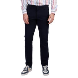 Chino bleu marine uni avec une coupe regular fit et une taille basse