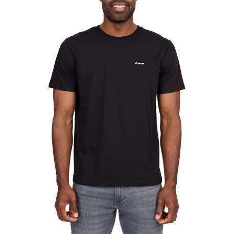 T-shirt en coton biologique noir uni avec une coupe droite et un col rond